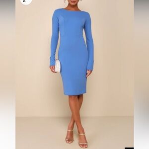 NWT Lulus Flirty Perspective Blue Long Sleeve Cutout
Bodycon Midi Dress
